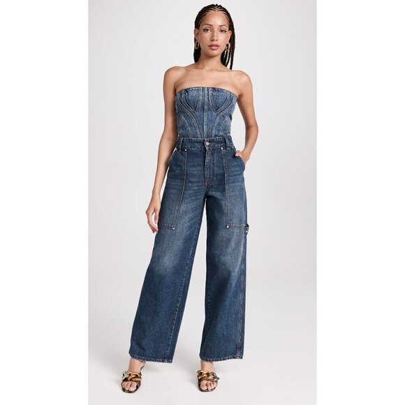 Stella McCartney Vintage Workwear Wide Jeans in Dark Blue 25 New Womens Denim - Picture 15 of 15